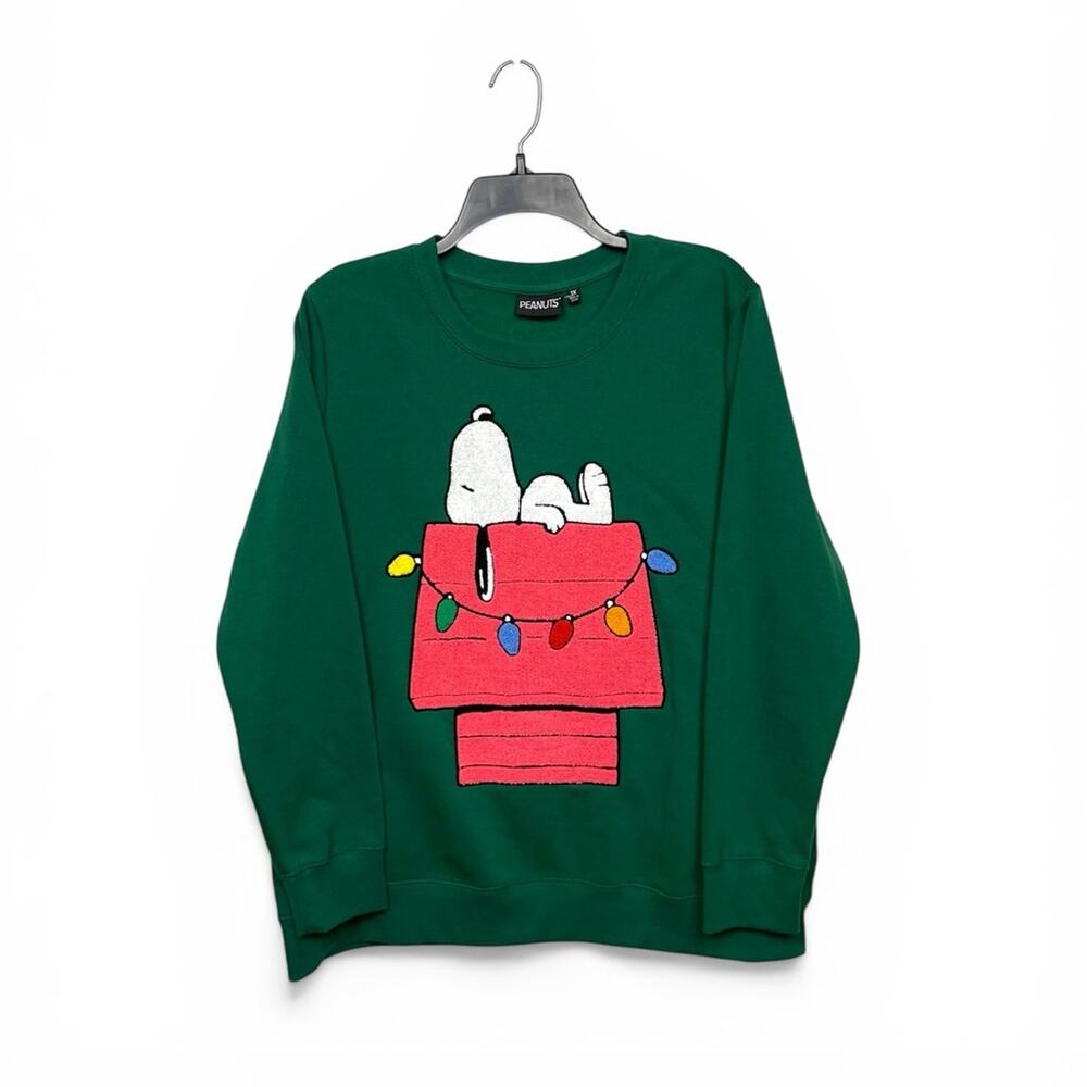 Peanuts Festive Green Snoopy Crewneck knit Sweater